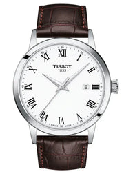 Tissot T Classic Dream Quartz White Dial Brown Leather Strap Watch for Men - T129.410.16.013.00