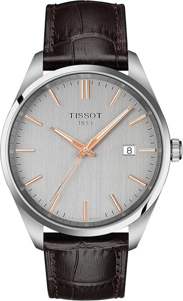 Tissot PR 100 Quartz Silver Dial Black Leather Strap Watch for Men - T150.410.16.031.00