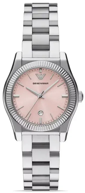 Emporio Armani Federica Pink Dial Silver Steel Strap Watch for Women - AR11658
