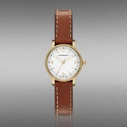  Shop Authentic Burberry The Utilitarian White Dial Brown Leather Strap Watch for Women - BU7865 - Luxxuri