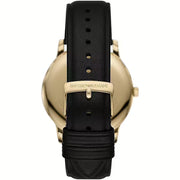 Emporio Armani Minimalist Green Dial Black Leather Strap Watch for Men - AR11601