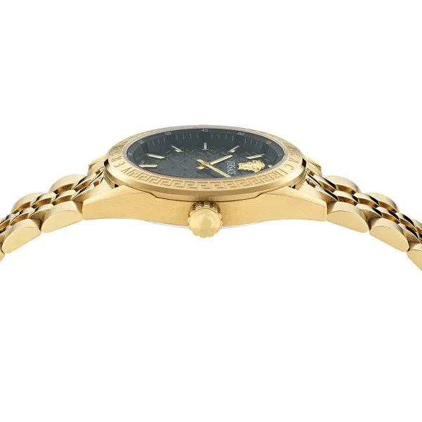  Shop Authentic Versace V-Code Quartz Black Dial Gold Steel Strap Watch for Women - VE8I00724 - Luxxuri