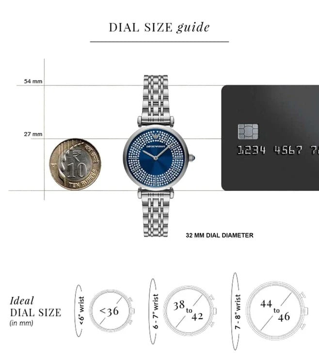 Emporio Armani Gianni T-Bar Blue Dial Silver Steel Strap Watch for Women - AR11627