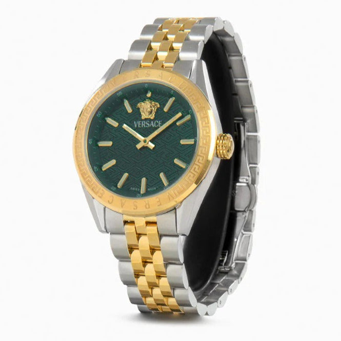  Shop Authentic Versace V-Code Analog Green Dial Two Tone Steel Strap Watch for Women - VE8I00424 - Luxxuri