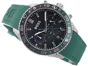 Hugo Boss Runner Chronograph Black Dial Green Silicone Strap Watch for Men - 1514246