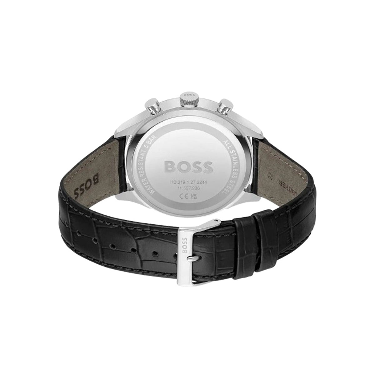  Shop Authentic Hugo Boss Gregor Chronograph Black Dial Black Leather Strap Watch for Men - 1514049 - Luxxuri