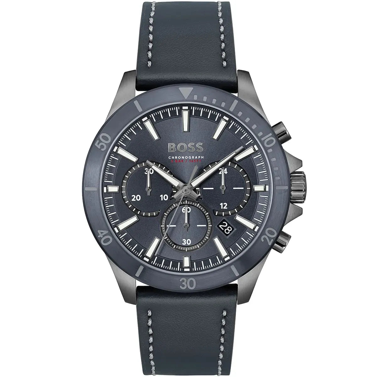  Shop Authentic Hugo Boss Troper Chronograph Blue Dial Blue Leather Strap Watch for Men - 1514056 - Luxxuri