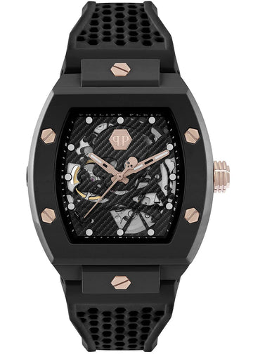 Philipp Plein The $Keleton Black Dial Black Silicone Strap Watch for Men - PWVBA0523