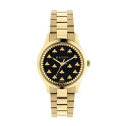 Gucci G Timeless 18K Gold Black Dial Gold Steel Strap Watch for Women - YA1265037