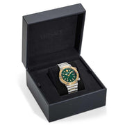  Shop Authentic Versace Greca Logo Diver Quartz Green Dial Two Tone Steel Strap Watch for Men - VE8G00524 - Luxxuri