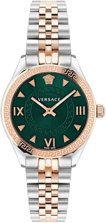  Shop Authentic Versace Hellenyium Quartz Green Dial Two Tone Steel Strap Watch for Women - VE2S00422 - Luxxuri