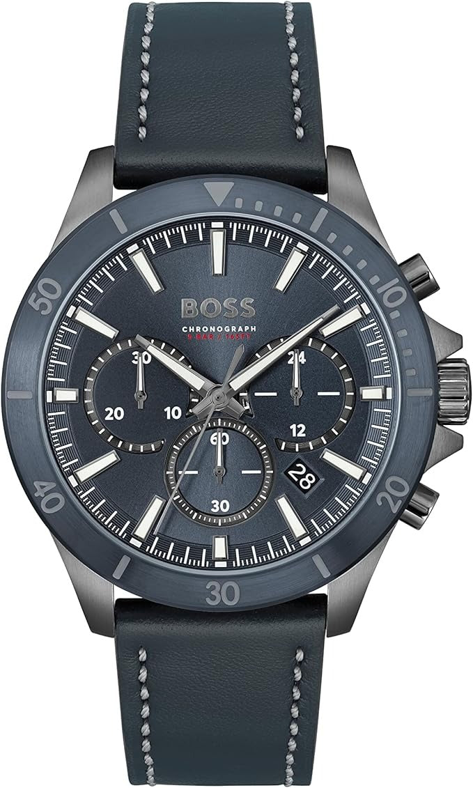  Shop Authentic Hugo Boss Troper Chronograph Blue Dial Blue Leather Strap Watch for Men - 1514056 - Luxxuri