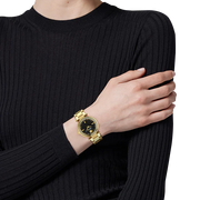  Shop Authentic Versace Reve Analog Black Dial Gold Steel Strap Watch for Women - VE8B00624 - Luxxuri