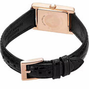 Emporio Armani Genni Silver Dial Black Leather Strap Watch for Women - AR11624