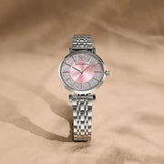 Emporio Armani Gianni T-Bar Pink Dial Silver Steel Strap Watch for Women - AR11686
