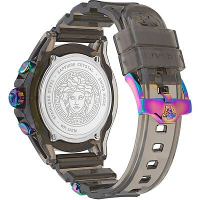  Shop Authentic Versace Icon Active Chronograph Black Dial Grey Silicone Strap Watch for Men - VEZ701022 - Luxxuri