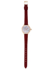 Emporio Armani Mia Mother of Pearl Dial Red Leather Strap Watch for Women - AR11646