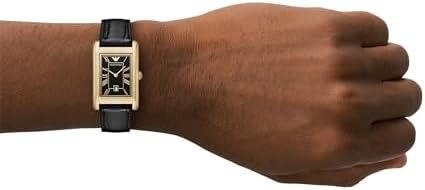 Emporio Armani Gino Black Dial Black Leather Strap Watch for Men - AR11666