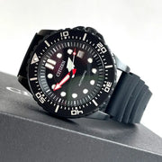 Citizen Mechanical Automatic Black Dial Black Rubber Strap Watch for Men - NJ0125-11E