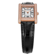 Emporio Armani Genni Silver Dial Black Leather Strap Watch for Women - AR11624