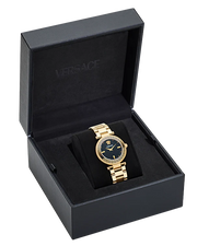  Shop Authentic Versace Reve Analog Black Dial Gold Steel Strap Watch for Women - VE8B00624 - Luxxuri