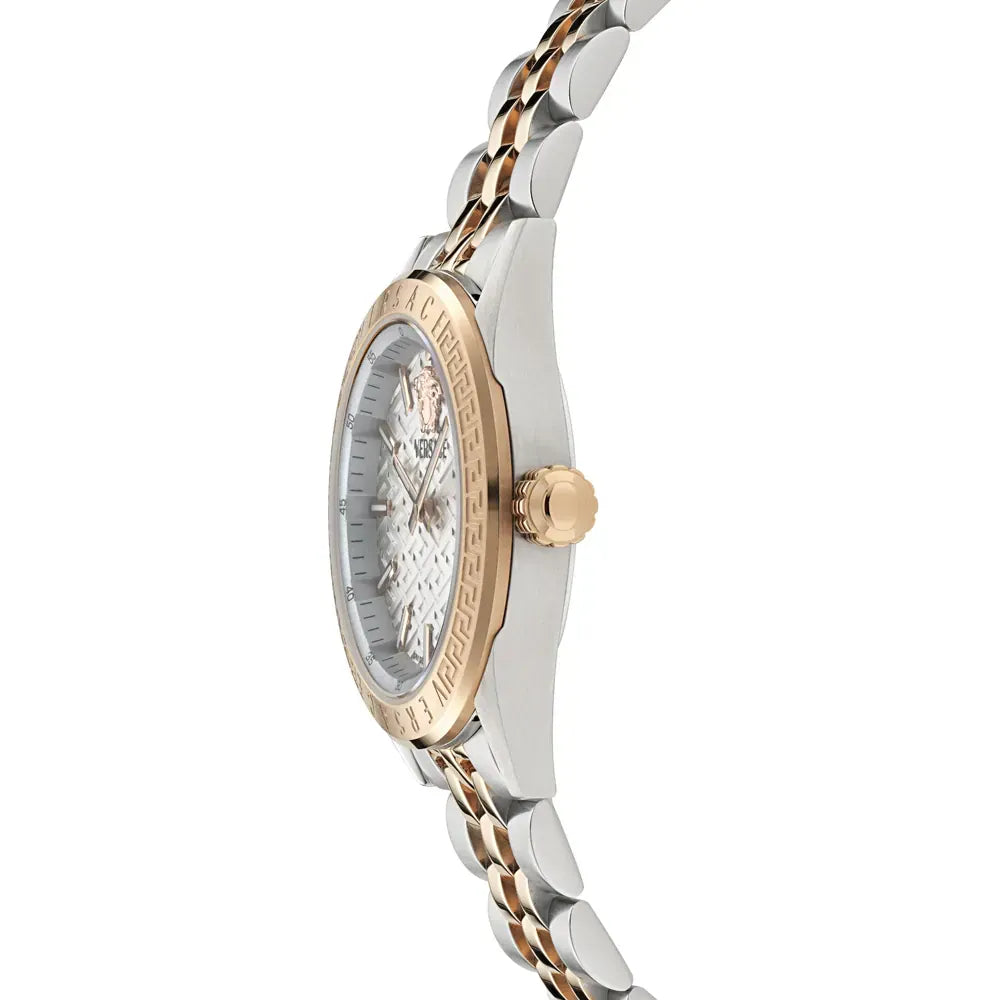  Shop Authentic Versace V-Code Analog White Dial Two Tone Steel Strap Watch for Women - VE8I00624 - Luxxuri