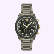  Shop Authentic Versace Greca Dome Chronograph Black Dial Grey Steel Strap Watch for Men - VE6K00623 - Luxxuri