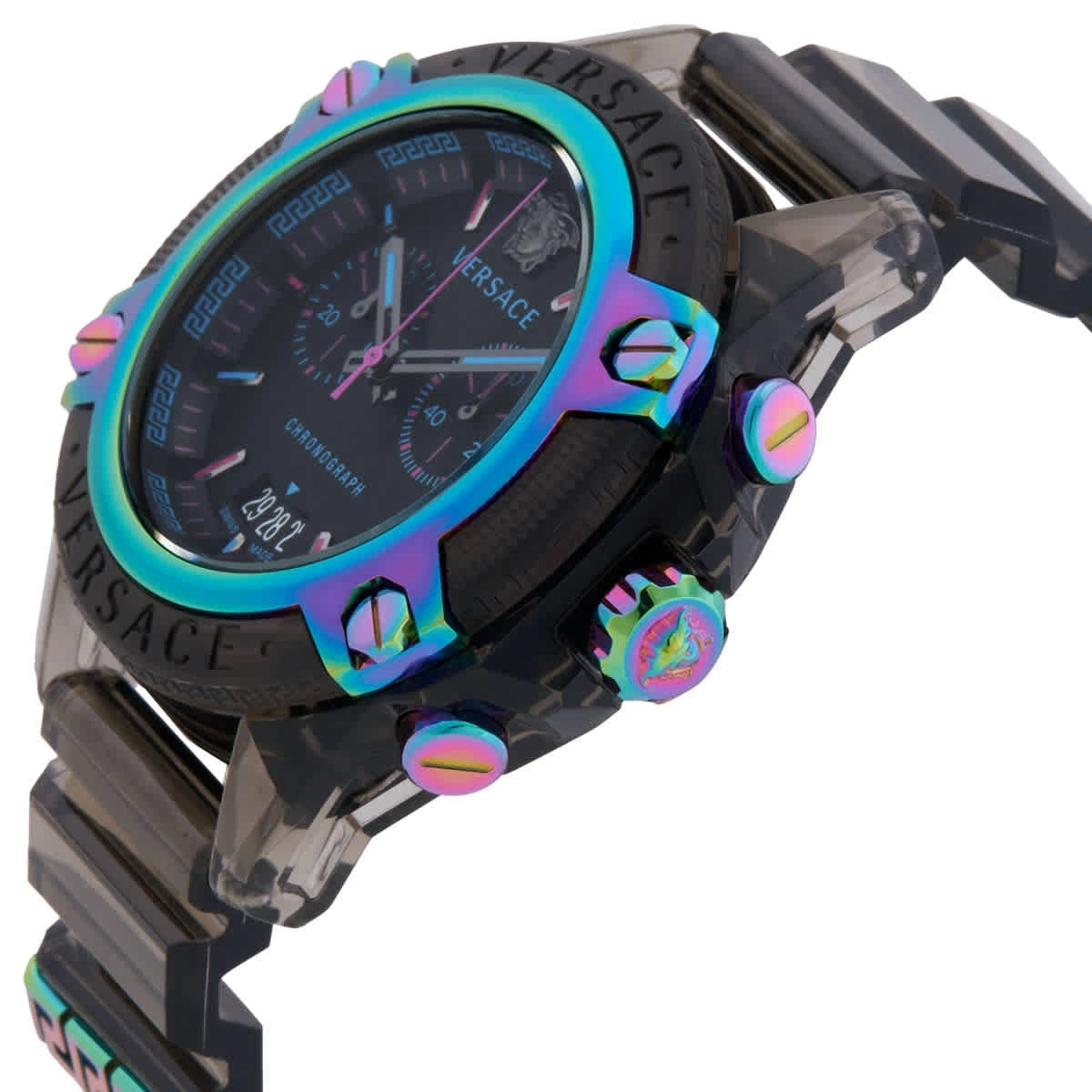  Shop Authentic Versace Icon Active Chronograph Black Dial Grey Silicone Strap Watch for Men - VEZ701022 - Luxxuri
