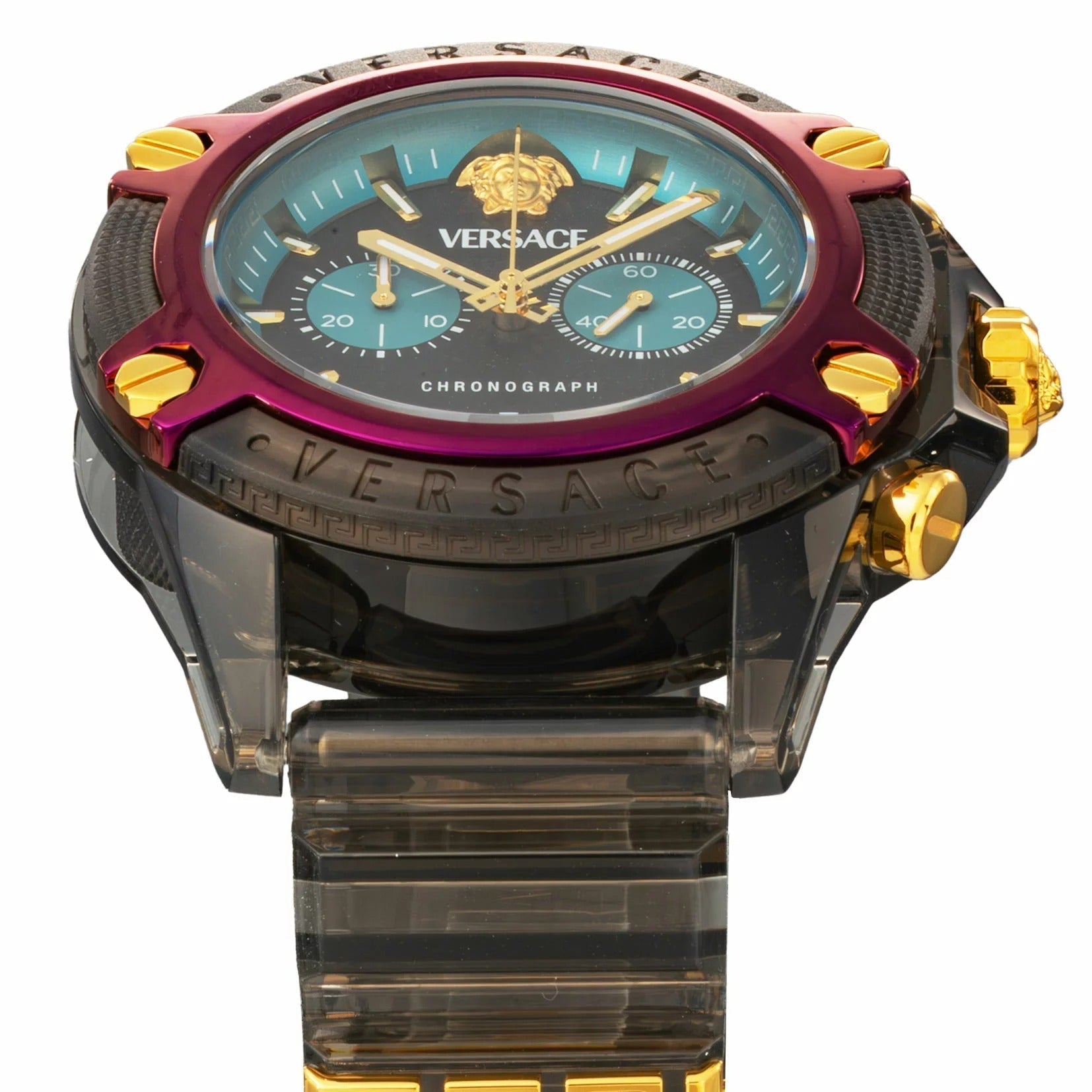  Shop Authentic Versace Icon Active Chronograph Black Dial Black Rubber Strap Unisex Watch - VE8P00224 - Luxxuri