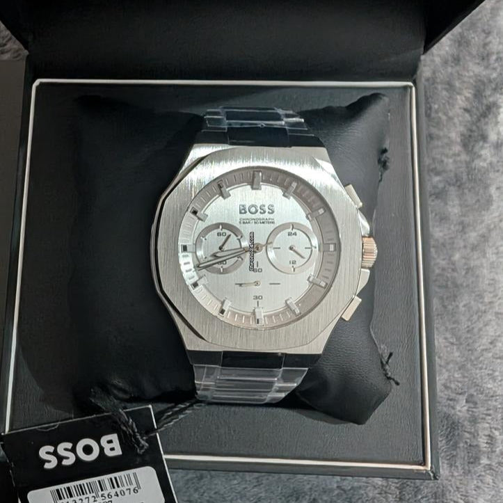  Shop Authentic Hugo Boss Taper Chronograph White Dial Silver Steel Strap Watch for Men - 1514087 - Luxxuri