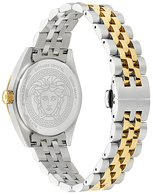  Shop Authentic Versace V-Code Analog Turquoise Dial Two Tone Steel Strap Watch for Women - VE8I00524 - Luxxuri