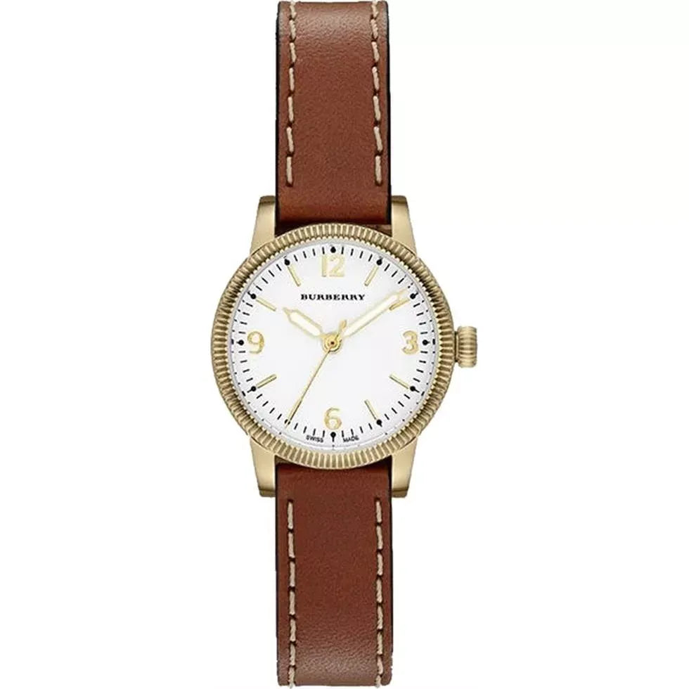  Shop Authentic Burberry The Utilitarian White Dial Brown Leather Strap Watch for Women - BU7865 - Luxxuri