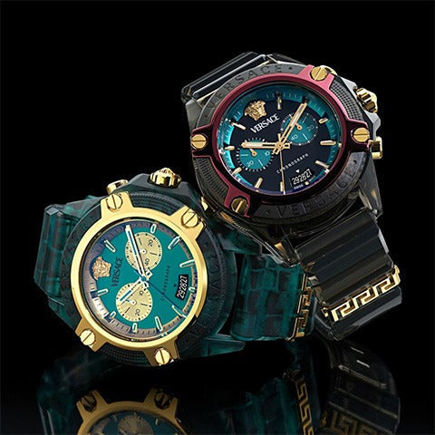  Shop Authentic Versace Icon Active Chronograph Black Dial Black Rubber Strap Unisex Watch - VE8P00224 - Luxxuri