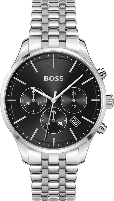  Shop Authentic Hugo Boss Avery Chronograph Black Dial Silver Steel Strap Watch for Men - 1514157 - Luxxuri