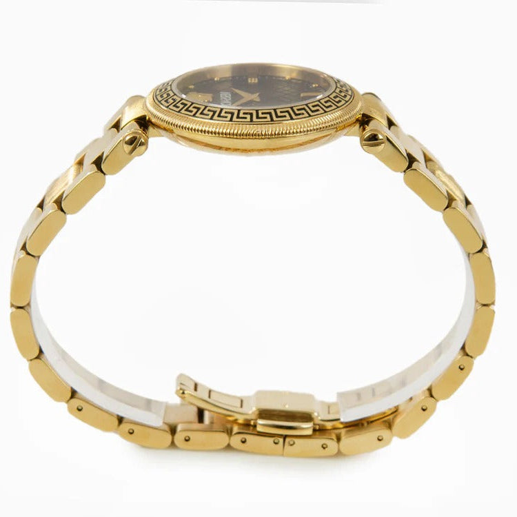  Shop Authentic Versace Reve Analog Black Dial Gold Steel Strap Watch for Women - VE8B00624 - Luxxuri