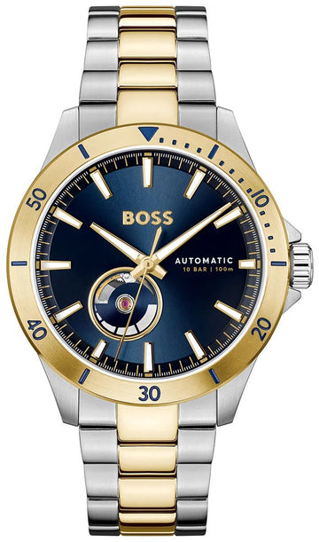  Shop Authentic Hugo Boss Troper Chronograph Automatic Blue Dial Two Tone Steel Strap Watch for Men - 1514201 - Luxxuri