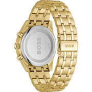 Hugo Boss Skytraveller Chronograph Black Dial Gold Steel Strap Watch for Men - 1514152