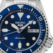 Seiko 5 Sports SKX Street Denim Blue Dial Silver Steel Strap Watch for Men - SRPL77K1