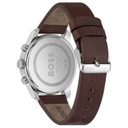  Shop Authentic Hugo Boss Trace Chronograph Blue Dial Brown Leather Strap Watch for Men - 1514002 - Luxxuri