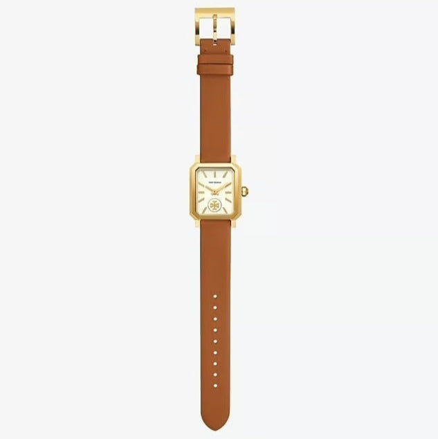 Tory Burch Robinson White Dial Brown Leather Strap Watch for Women - TBW1503