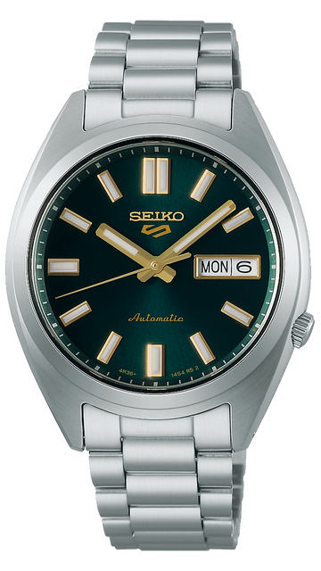 Seiko 5 Sports Automatic Green Dial Silver Steel Strap Watch for Men - SRPL57K1