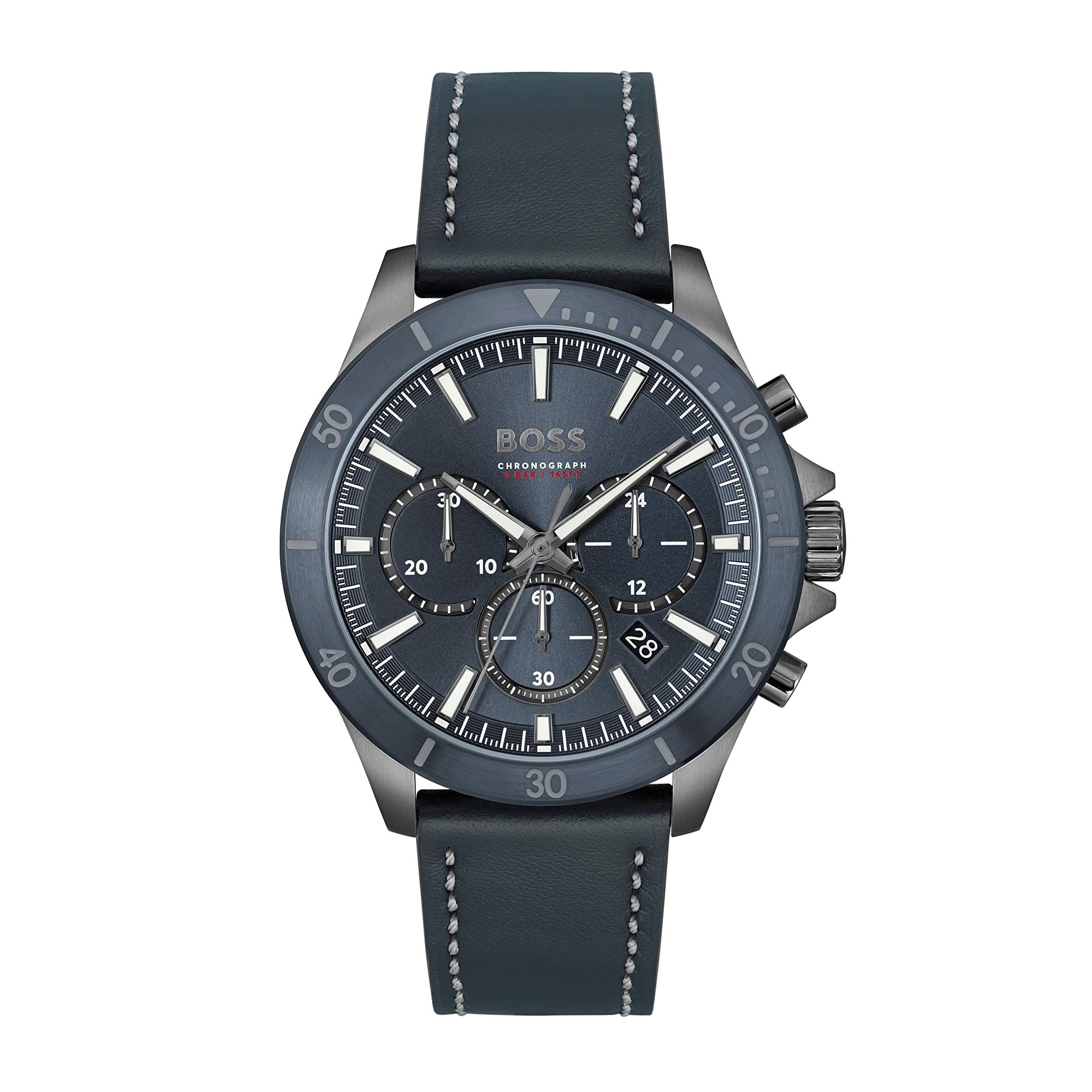  Shop Authentic Hugo Boss Troper Chronograph Blue Dial Blue Leather Strap Watch for Men - 1514056 - Luxxuri