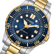 Citizen Mechanical Automatic Blue Dial Two Tone Steel Strap Watch for Men - NJ0174-82L