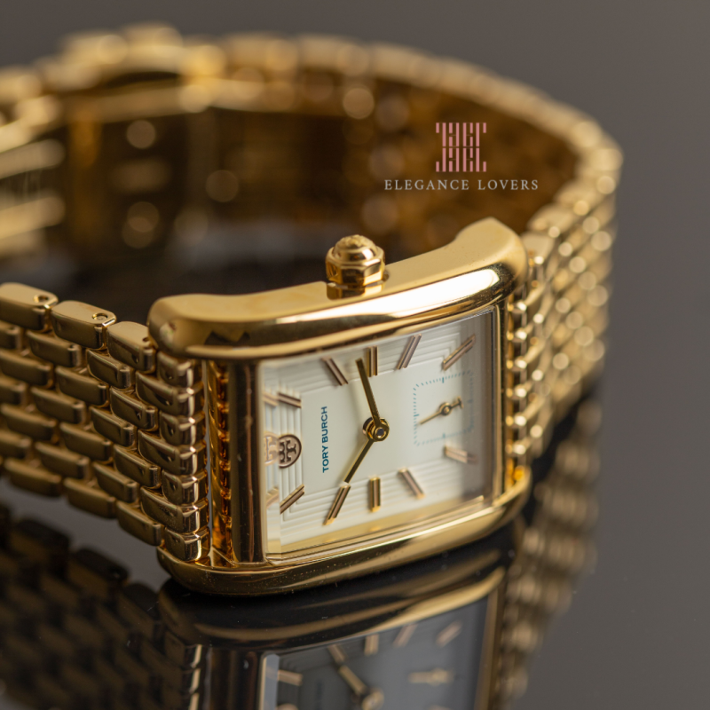 Tory Burch Eleanor White Dial Gold Steel Strap Watch for Women - TBW1060