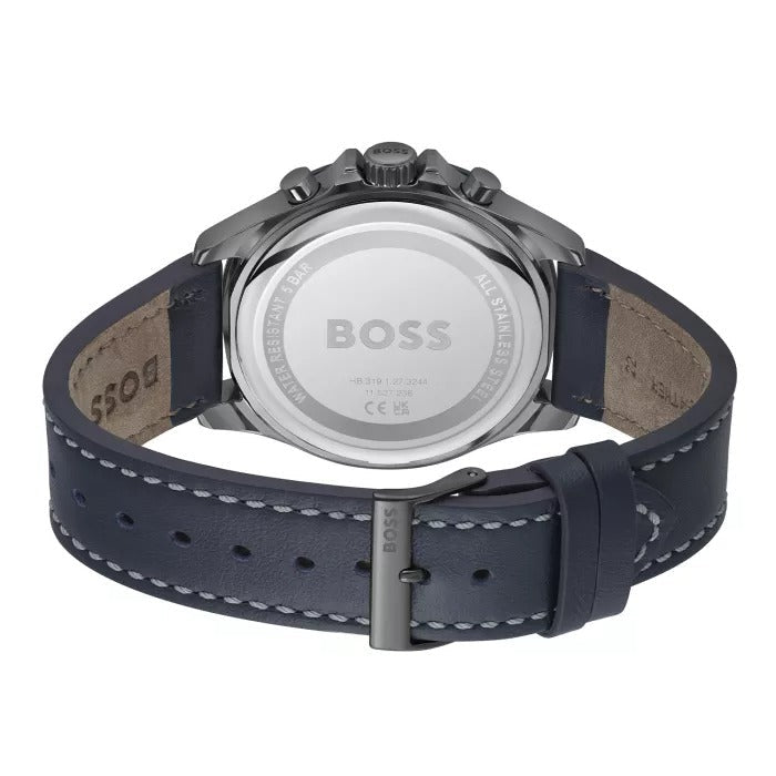  Shop Authentic Hugo Boss Troper Chronograph Blue Dial Blue Leather Strap Watch for Men - 1514056 - Luxxuri
