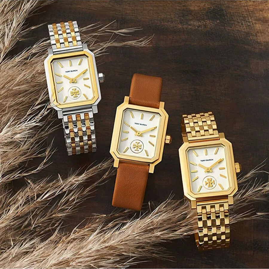 Tory Burch Robinson White Dial Two Tone Steel Strap Watch for Women - TBW1501