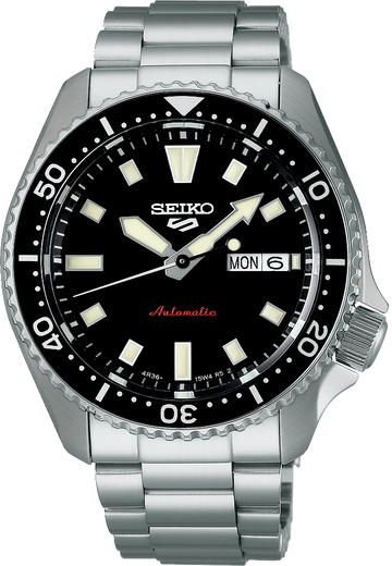 Seiko 5 Sports SKX Automatic Black Dial Silver Steel Strap Watch for Men - SRPL85K1
