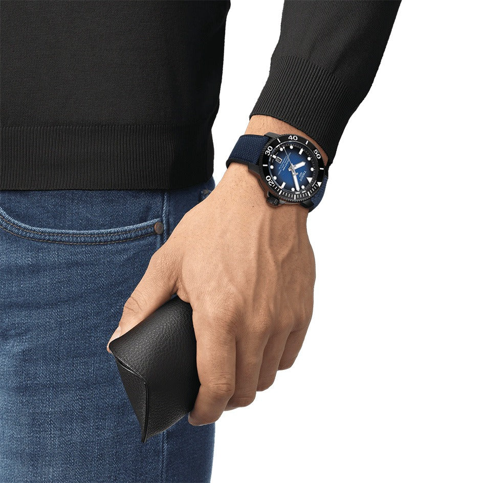 Tissot Seastar 2000 Professional Powermatic 80 Blue Dial Blue Nylon Strap Watch for Men - T120.607.37.041.00