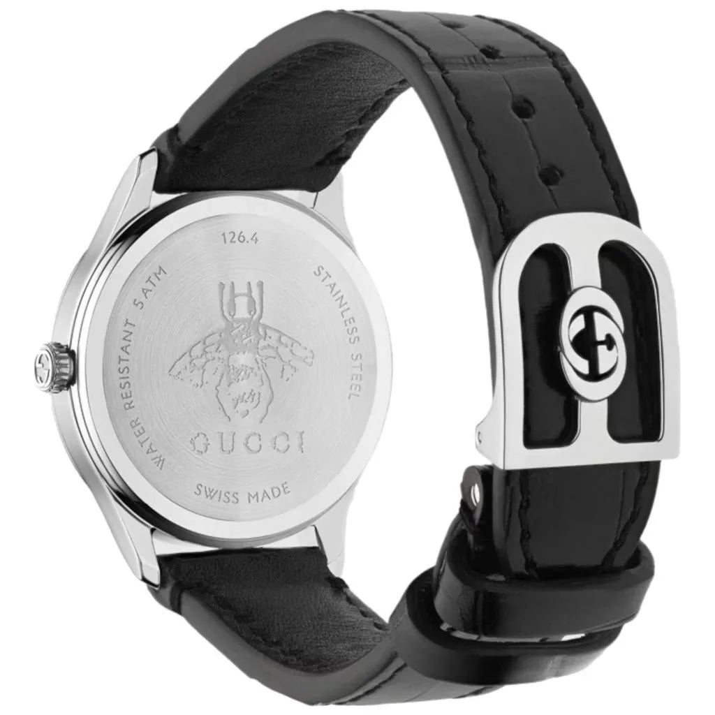 Gucci G Timeless Black Dial Black Leather Strap Watch for Women - YA1265055