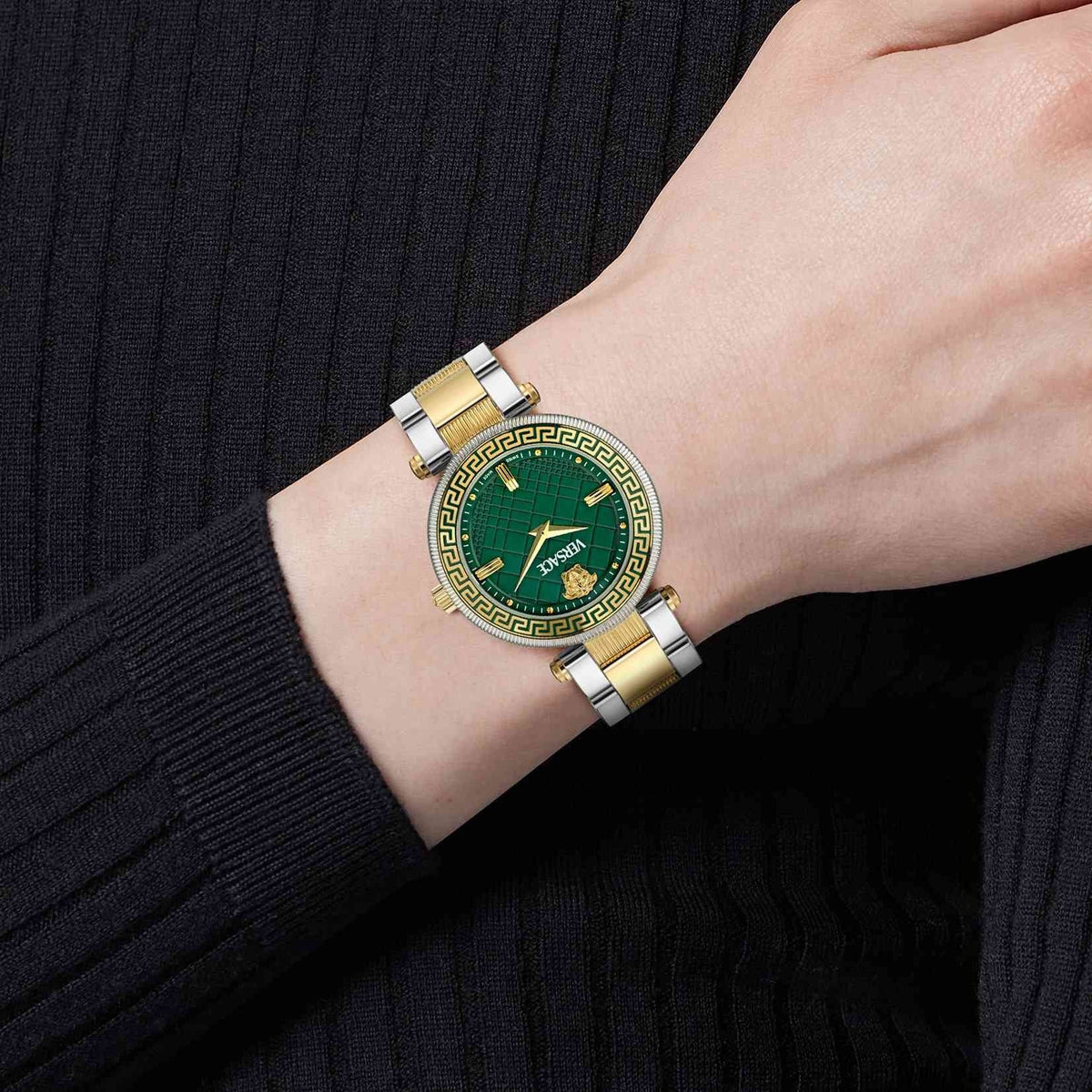  Shop Authentic Versace Reve Analog Green Dial Two Tone Steel Strap Watch for Women - VE8B00524 - Luxxuri